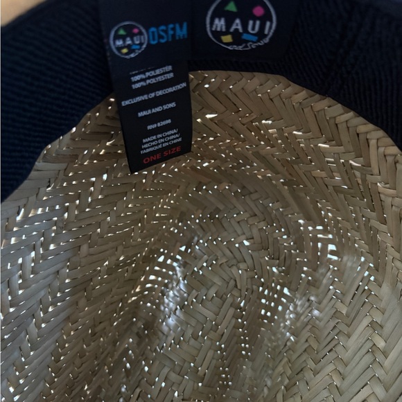 Maui and Sons Straw Lifeguard Hat with Black Trim - Picture 3 of 4